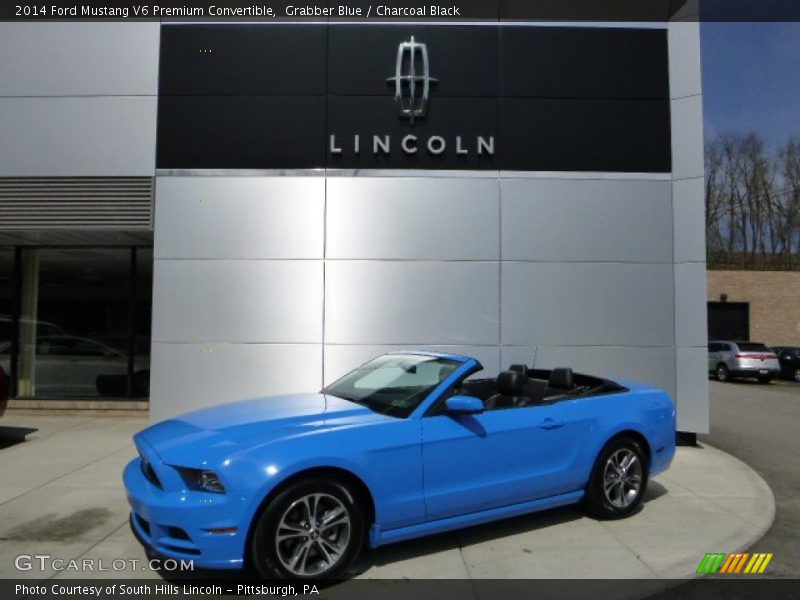 Grabber Blue / Charcoal Black 2014 Ford Mustang V6 Premium Convertible