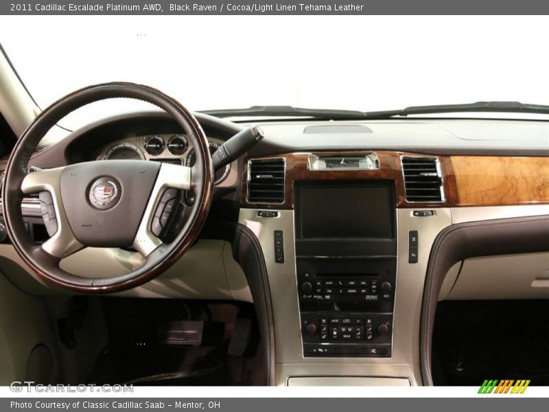 Black Raven / Cocoa/Light Linen Tehama Leather 2011 Cadillac Escalade Platinum AWD