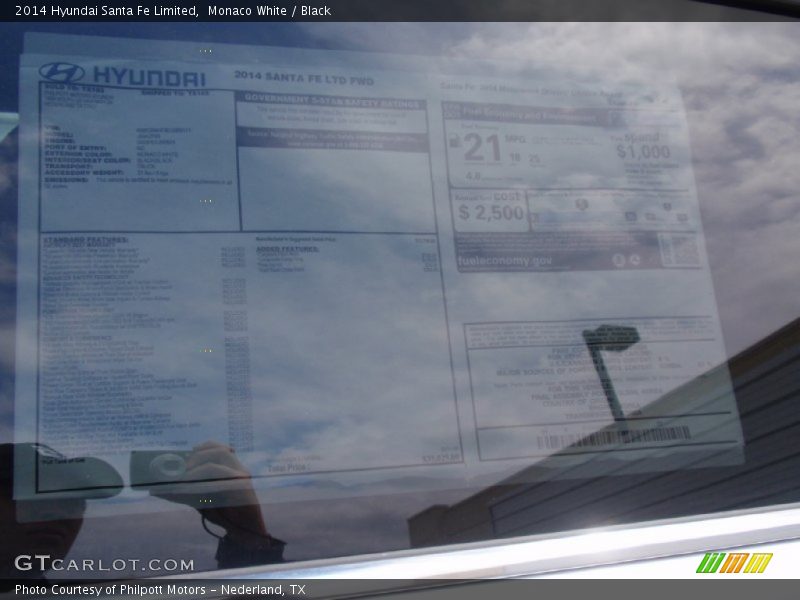 Monaco White / Black 2014 Hyundai Santa Fe Limited