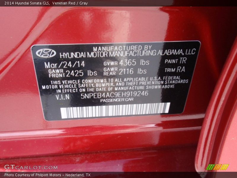 Venetian Red / Gray 2014 Hyundai Sonata GLS