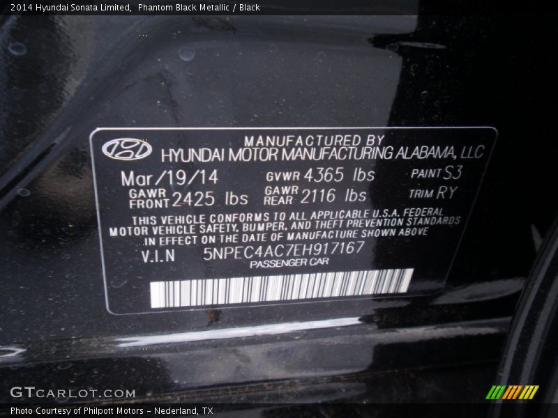Phantom Black Metallic / Black 2014 Hyundai Sonata Limited