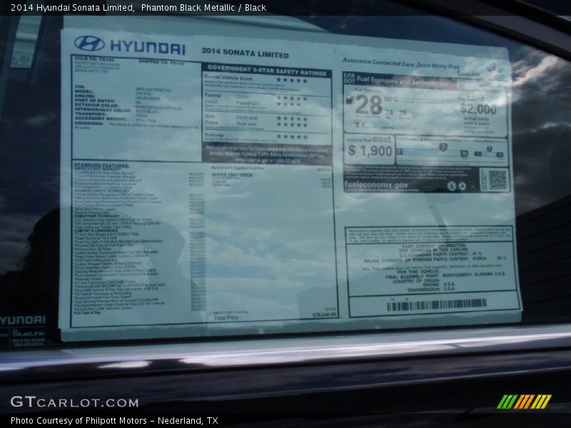 Phantom Black Metallic / Black 2014 Hyundai Sonata Limited