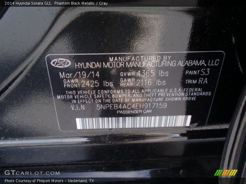Phantom Black Metallic / Gray 2014 Hyundai Sonata GLS