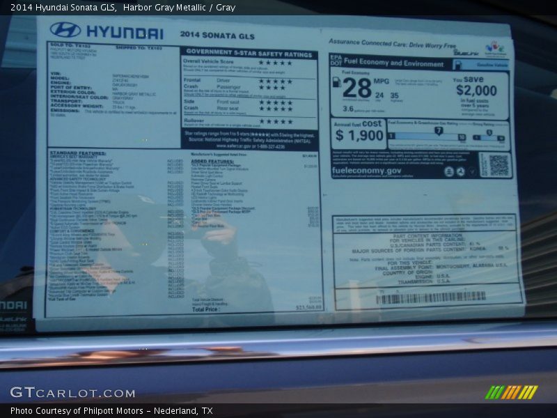 Harbor Gray Metallic / Gray 2014 Hyundai Sonata GLS