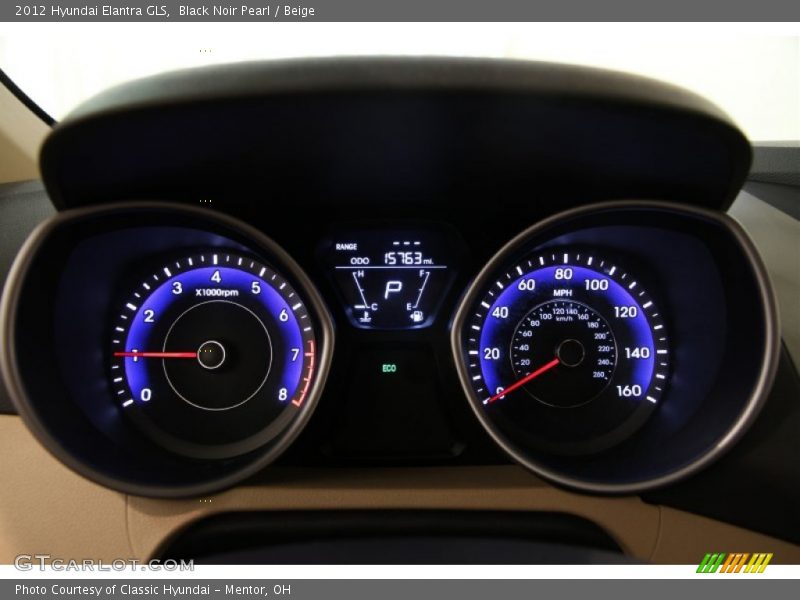 Black Noir Pearl / Beige 2012 Hyundai Elantra GLS