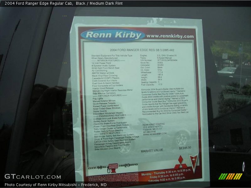 Black / Medium Dark Flint 2004 Ford Ranger Edge Regular Cab