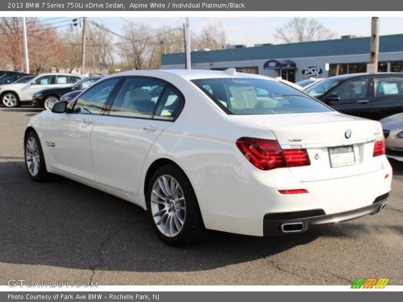 Alpine White / Individual Platinum/Black 2013 BMW 7 Series 750Li xDrive Sedan