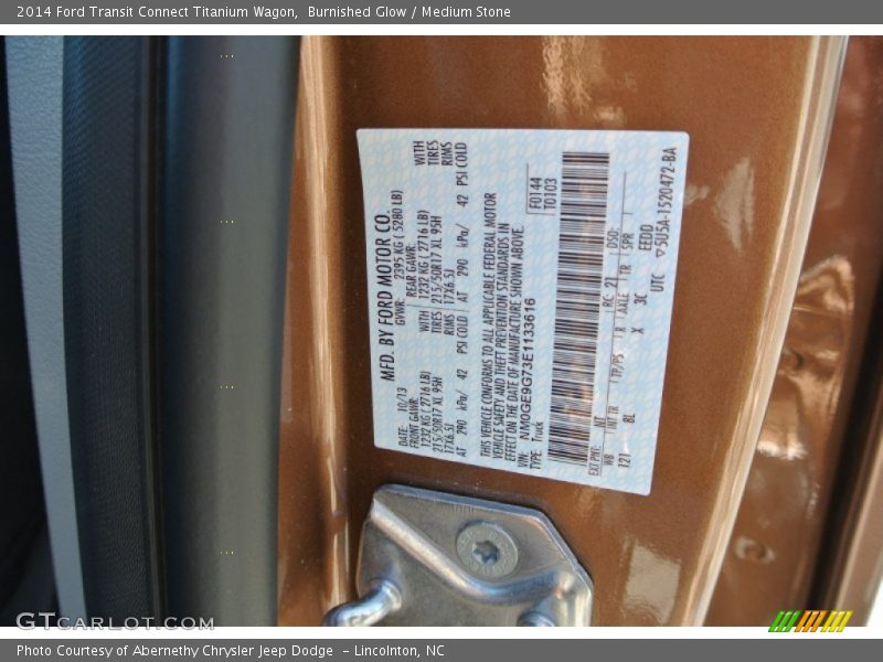 2014 Transit Connect Titanium Wagon Burnished Glow Color Code NT