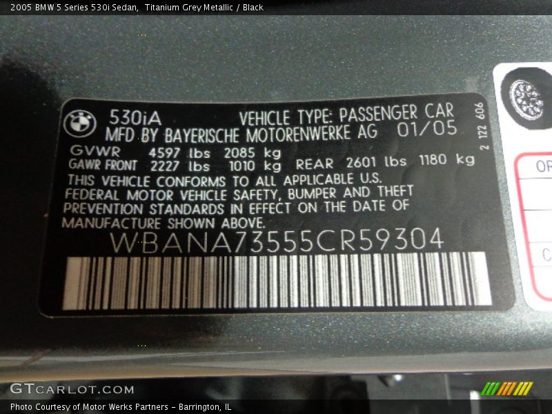 Titanium Grey Metallic / Black 2005 BMW 5 Series 530i Sedan