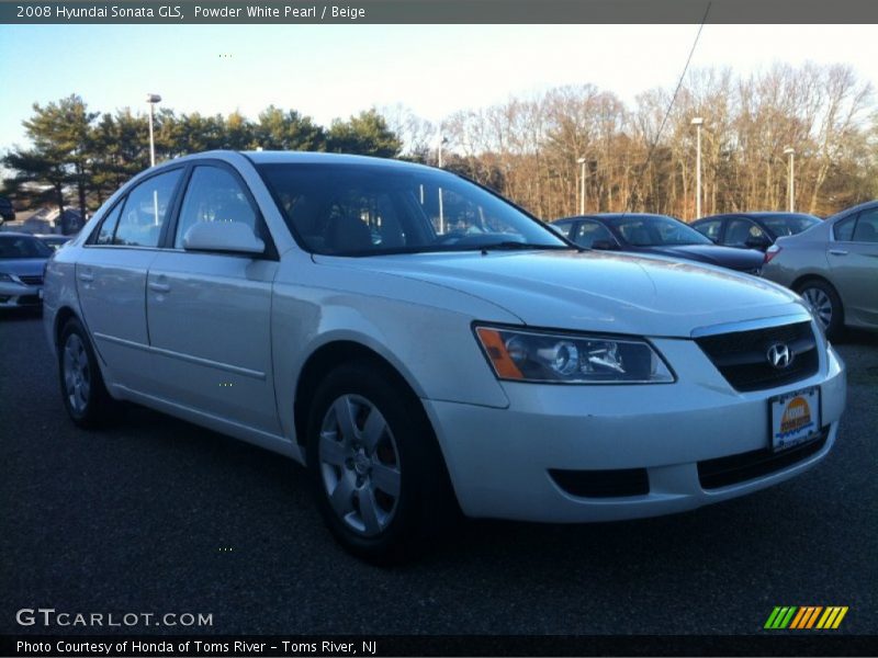 Powder White Pearl / Beige 2008 Hyundai Sonata GLS