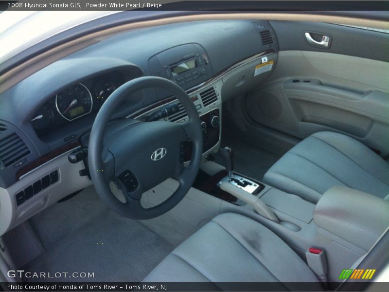 Powder White Pearl / Beige 2008 Hyundai Sonata GLS