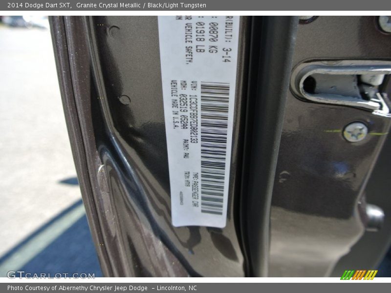 Granite Crystal Metallic / Black/Light Tungsten 2014 Dodge Dart SXT