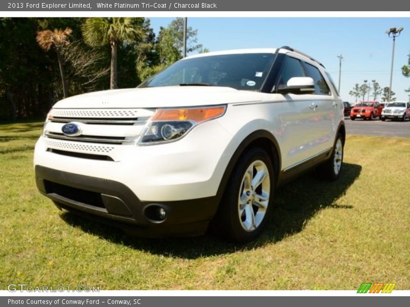 White Platinum Tri-Coat / Charcoal Black 2013 Ford Explorer Limited