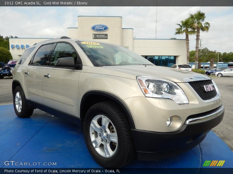 Gold Mist Metallic / Ebony 2012 GMC Acadia SL