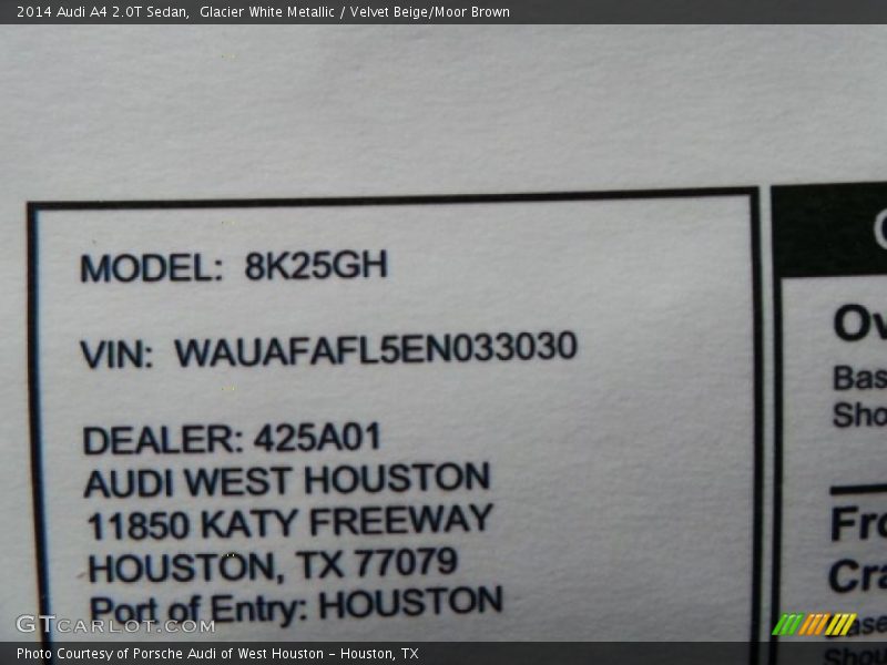 Glacier White Metallic / Velvet Beige/Moor Brown 2014 Audi A4 2.0T Sedan