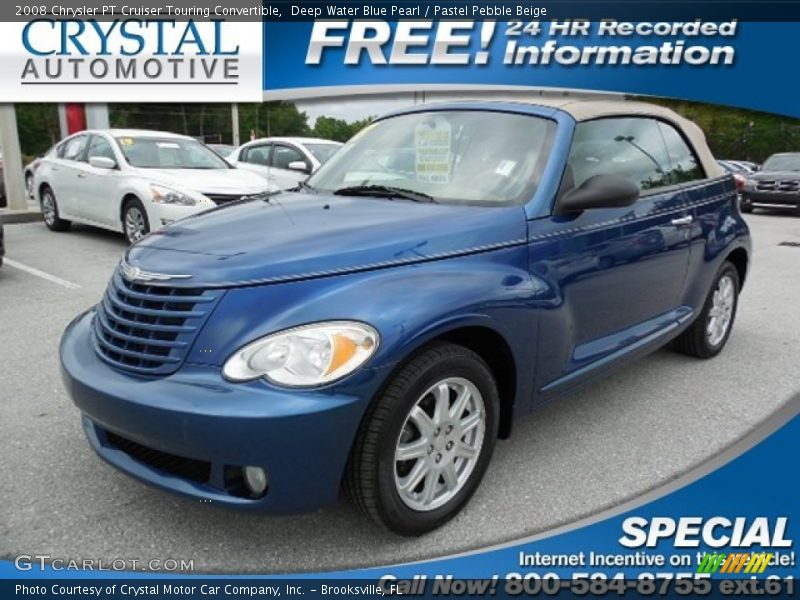 Deep Water Blue Pearl / Pastel Pebble Beige 2008 Chrysler PT Cruiser Touring Convertible