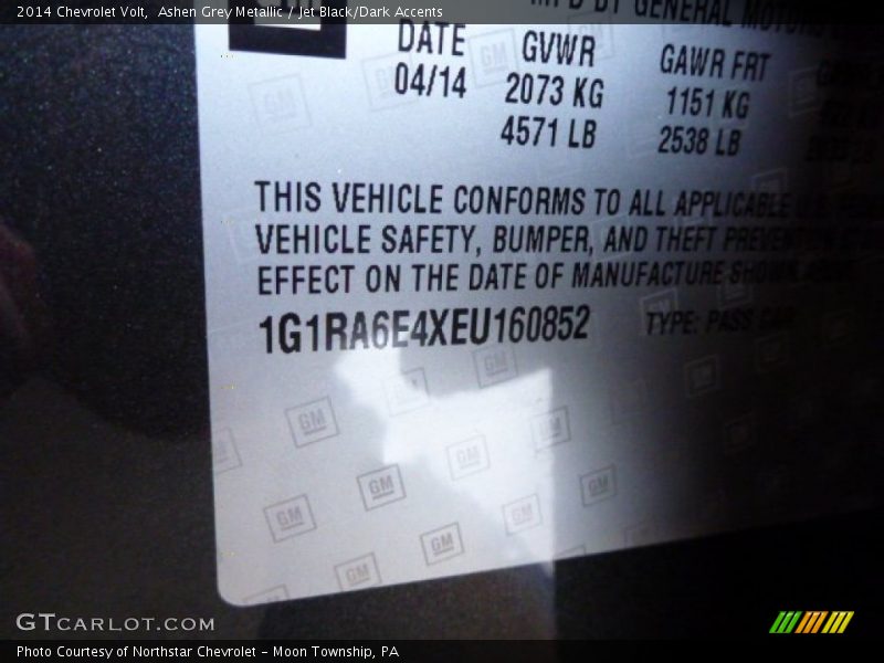 Ashen Grey Metallic / Jet Black/Dark Accents 2014 Chevrolet Volt