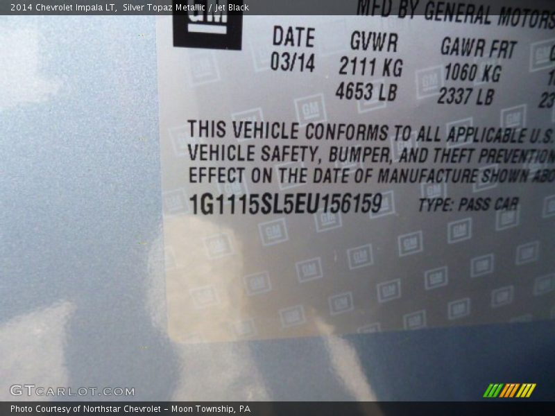 Silver Topaz Metallic / Jet Black 2014 Chevrolet Impala LT