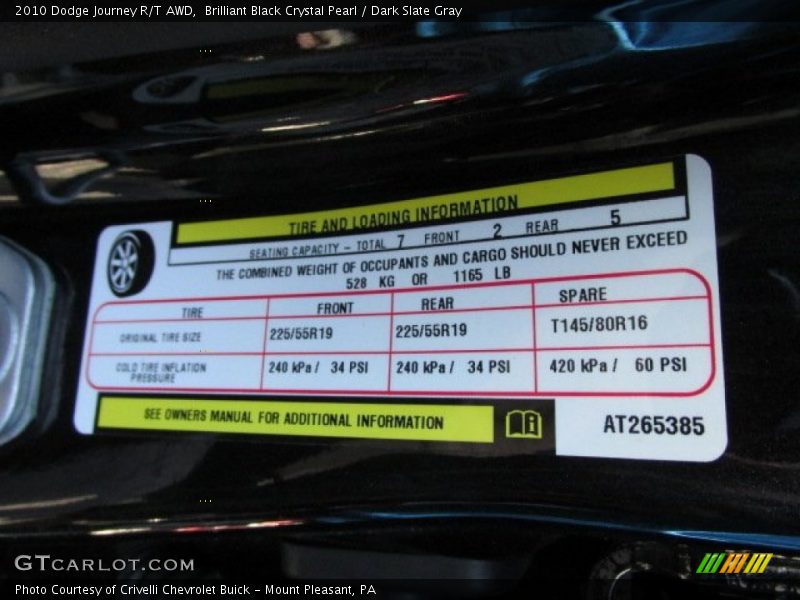 Brilliant Black Crystal Pearl / Dark Slate Gray 2010 Dodge Journey R/T AWD