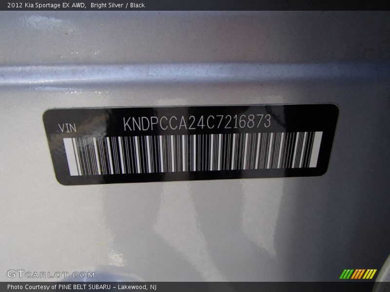 Bright Silver / Black 2012 Kia Sportage EX AWD
