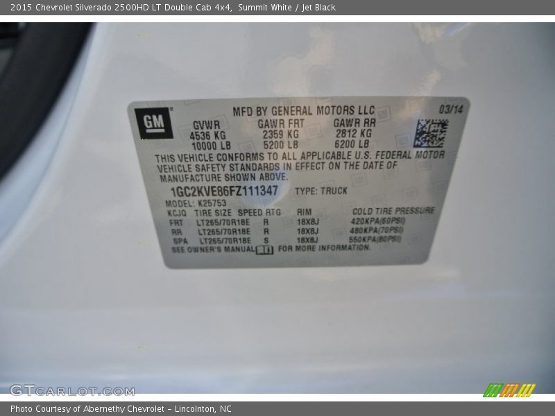 Summit White / Jet Black 2015 Chevrolet Silverado 2500HD LT Double Cab 4x4
