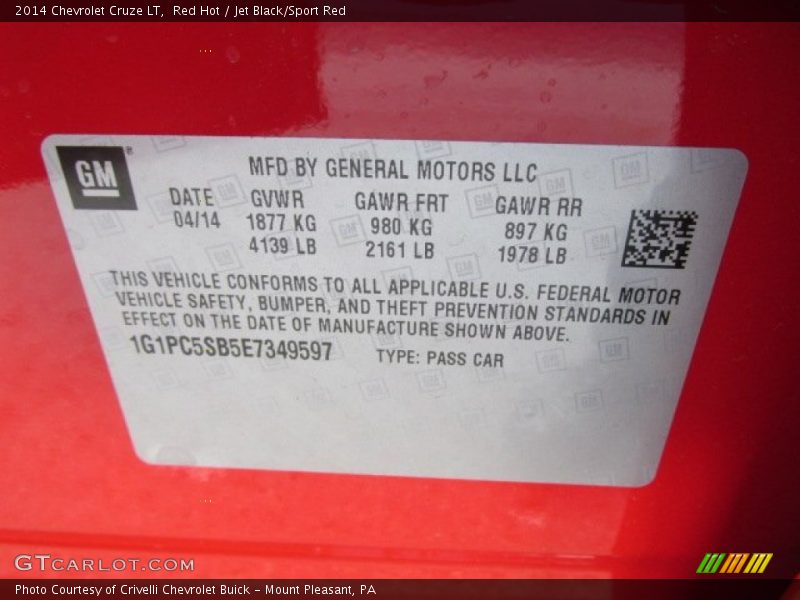 Red Hot / Jet Black/Sport Red 2014 Chevrolet Cruze LT