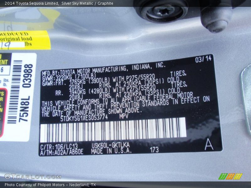 Silver Sky Metallic / Graphite 2014 Toyota Sequoia Limited