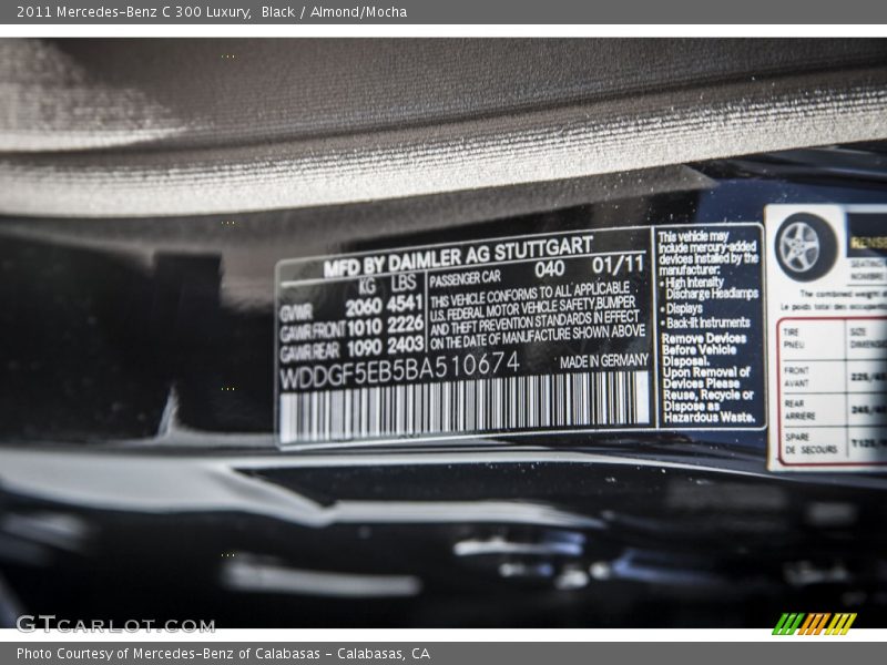 Black / Almond/Mocha 2011 Mercedes-Benz C 300 Luxury