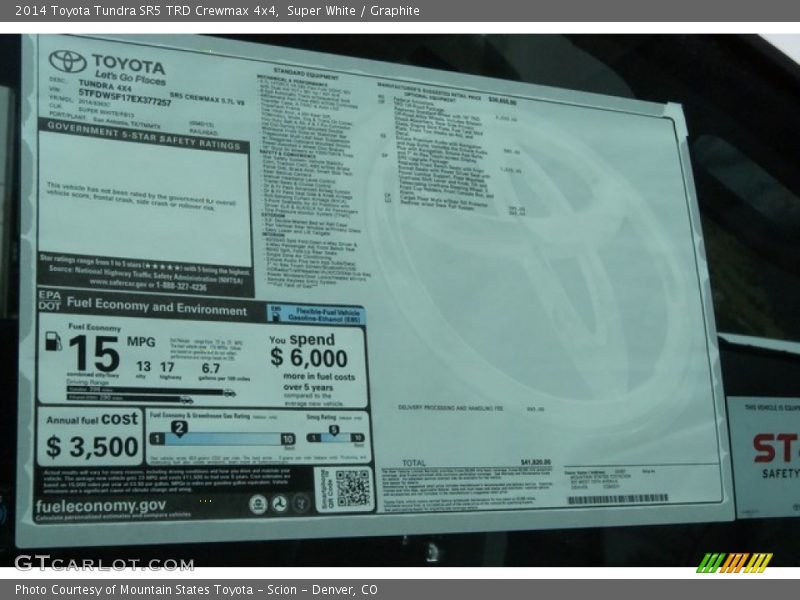 Super White / Graphite 2014 Toyota Tundra SR5 TRD Crewmax 4x4