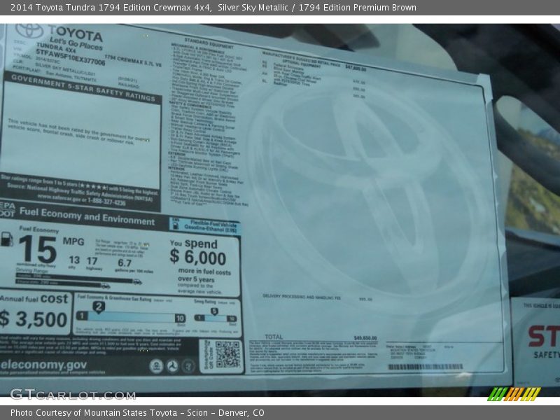Silver Sky Metallic / 1794 Edition Premium Brown 2014 Toyota Tundra 1794 Edition Crewmax 4x4