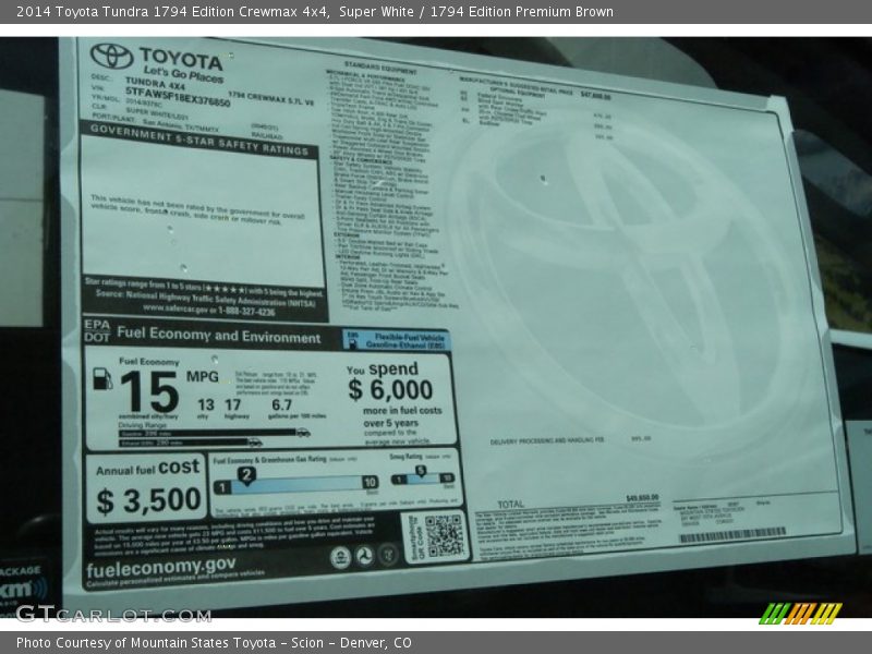 Super White / 1794 Edition Premium Brown 2014 Toyota Tundra 1794 Edition Crewmax 4x4