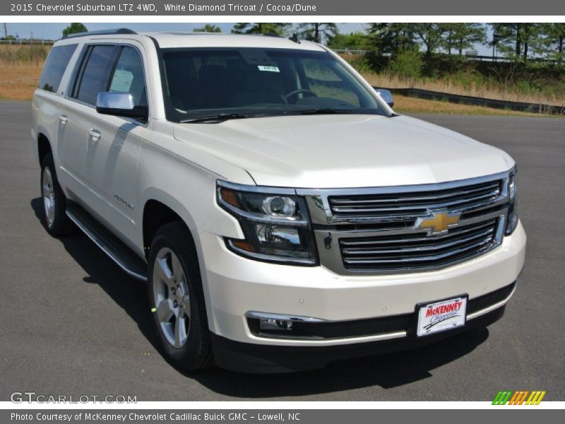 White Diamond Tricoat / Cocoa/Dune 2015 Chevrolet Suburban LTZ 4WD