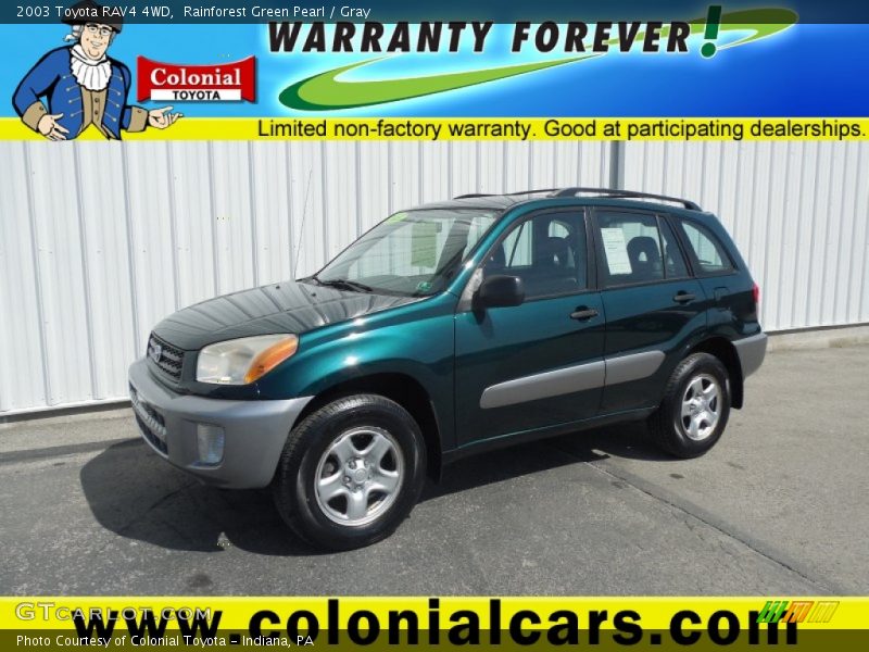 Rainforest Green Pearl / Gray 2003 Toyota RAV4 4WD