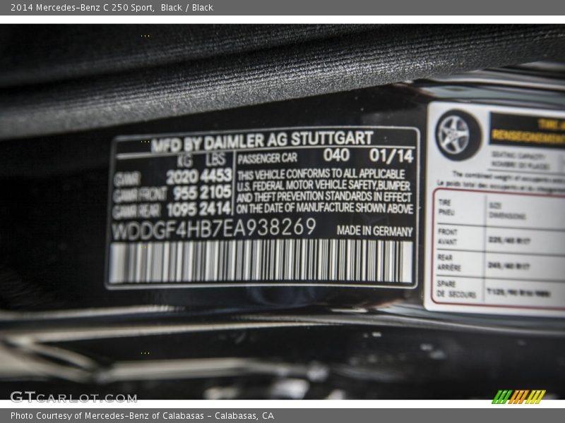 Black / Black 2014 Mercedes-Benz C 250 Sport