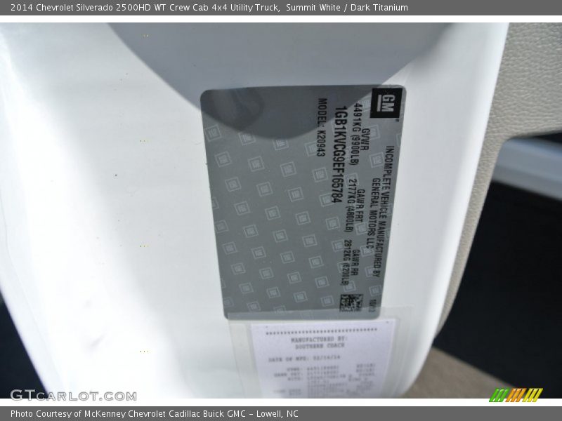 Summit White / Dark Titanium 2014 Chevrolet Silverado 2500HD WT Crew Cab 4x4 Utility Truck