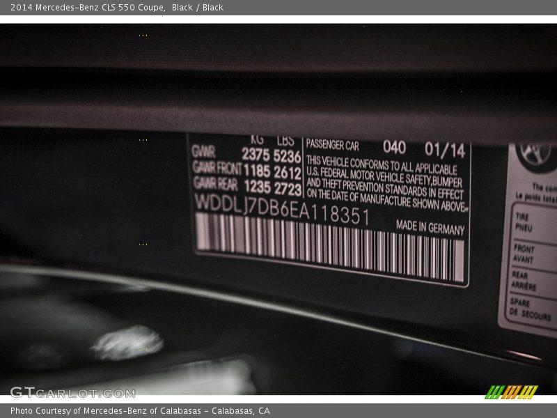 Black / Black 2014 Mercedes-Benz CLS 550 Coupe