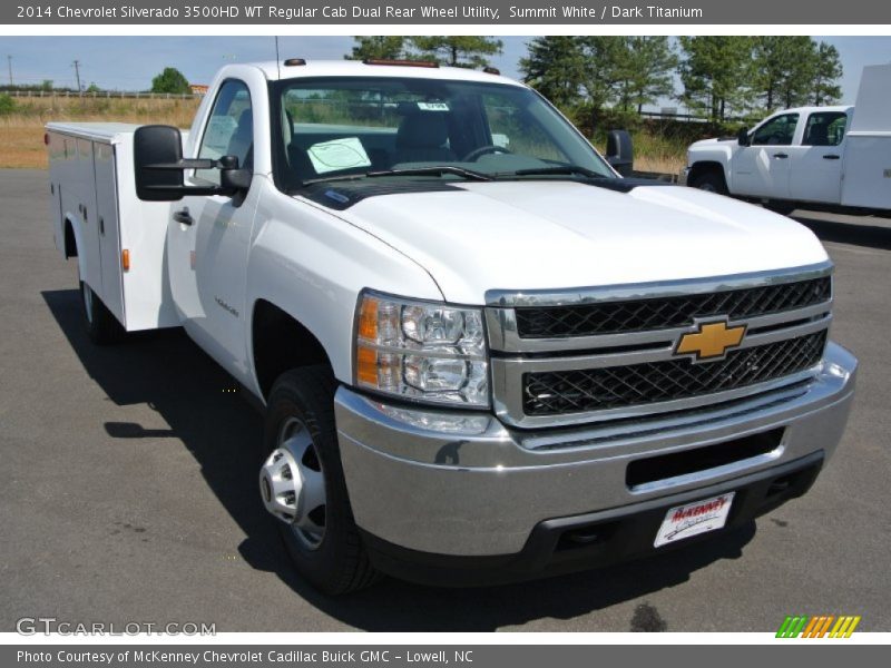 Summit White / Dark Titanium 2014 Chevrolet Silverado 3500HD WT Regular Cab Dual Rear Wheel Utility
