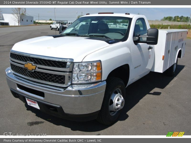 Summit White / Dark Titanium 2014 Chevrolet Silverado 3500HD WT Regular Cab Dual Rear Wheel Utility