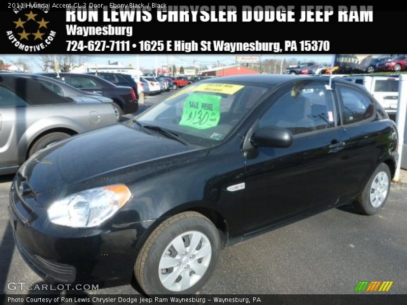Ebony Black / Black 2011 Hyundai Accent GL 3 Door