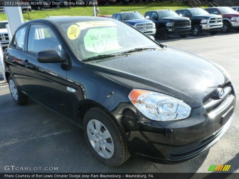 Ebony Black / Black 2011 Hyundai Accent GL 3 Door