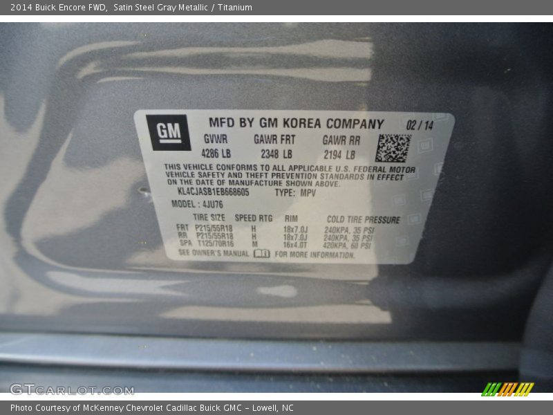 Satin Steel Gray Metallic / Titanium 2014 Buick Encore FWD
