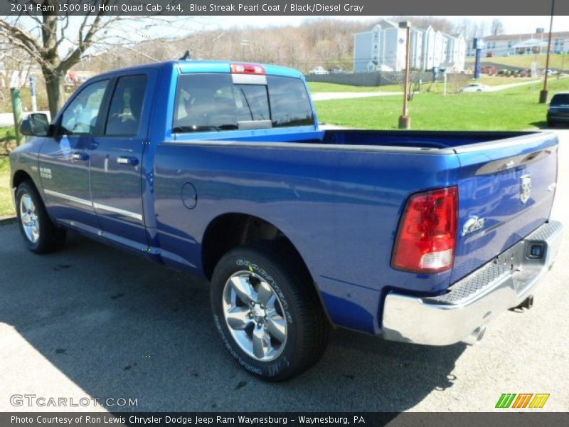 Blue Streak Pearl Coat / Black/Diesel Gray 2014 Ram 1500 Big Horn Quad Cab 4x4