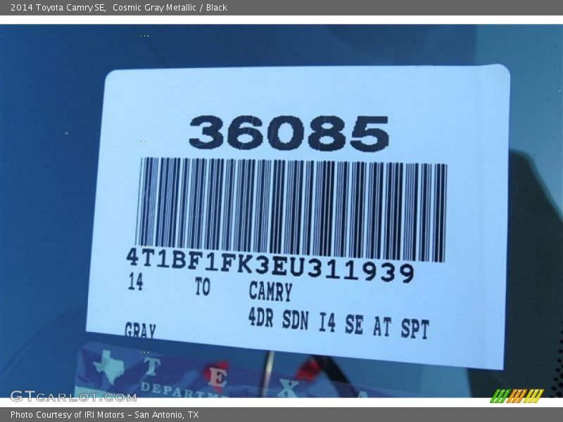 Cosmic Gray Metallic / Black 2014 Toyota Camry SE