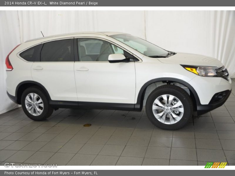 White Diamond Pearl / Beige 2014 Honda CR-V EX-L