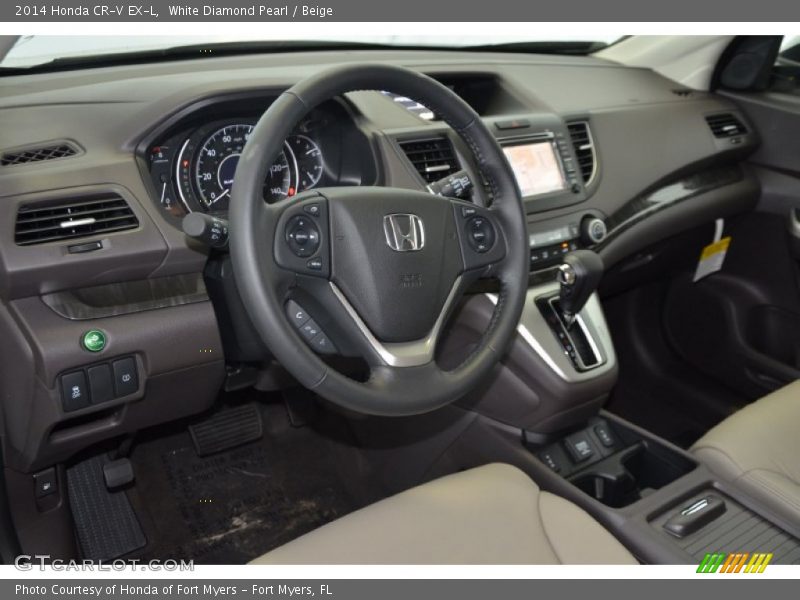 White Diamond Pearl / Beige 2014 Honda CR-V EX-L