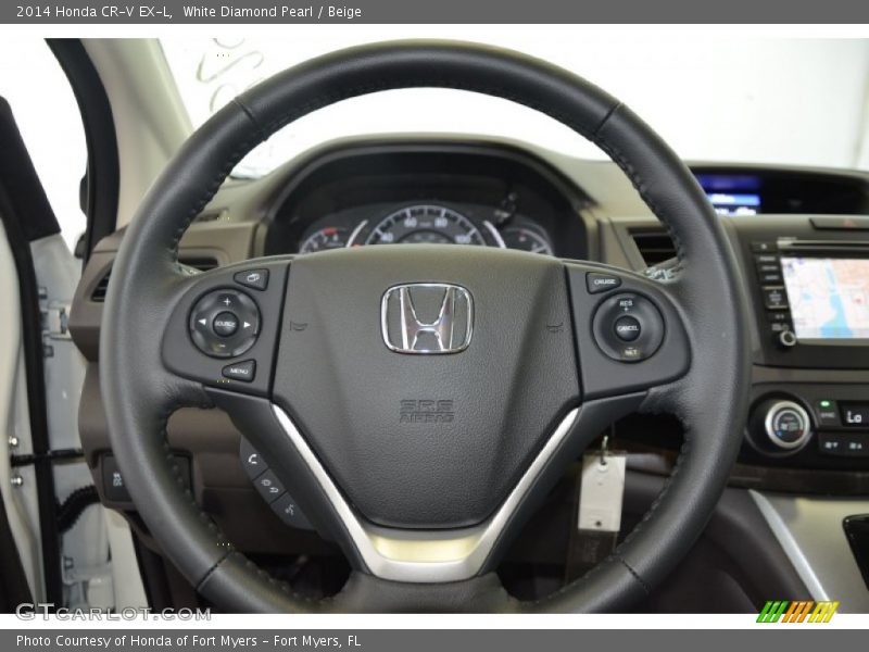 White Diamond Pearl / Beige 2014 Honda CR-V EX-L