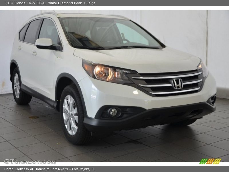 White Diamond Pearl / Beige 2014 Honda CR-V EX-L