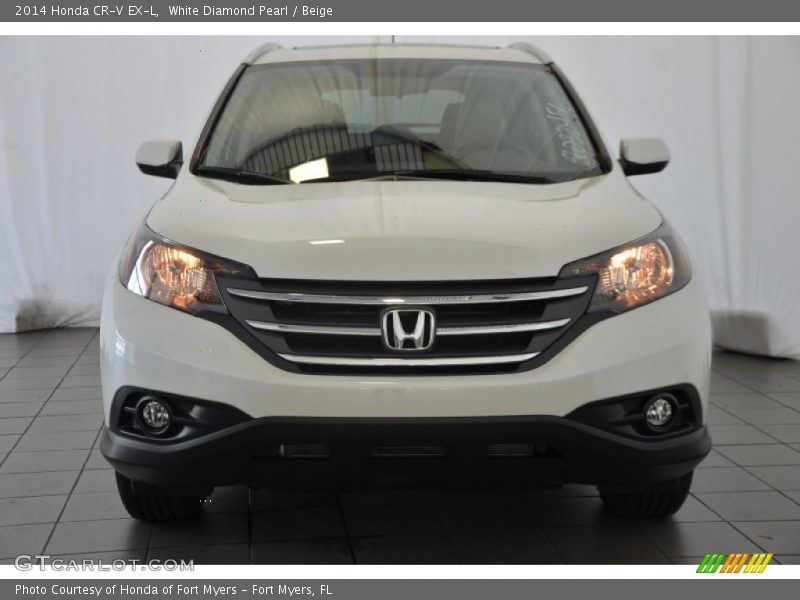 White Diamond Pearl / Beige 2014 Honda CR-V EX-L