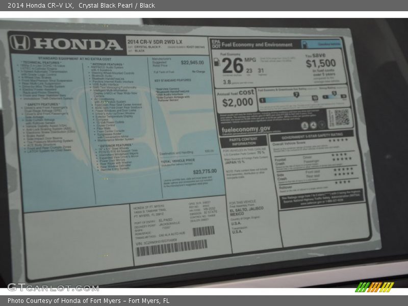 Crystal Black Pearl / Black 2014 Honda CR-V LX