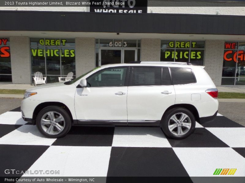 Blizzard White Pearl / Sand Beige 2013 Toyota Highlander Limited
